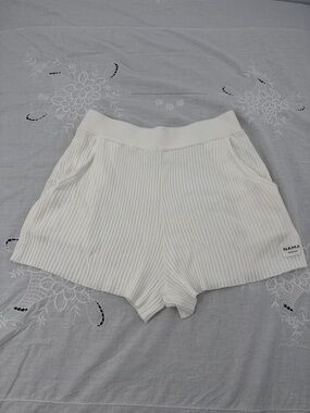 Nama Shorts Wm Medium Ribbed Knit Cream Off White Athleisure Casual Comfort